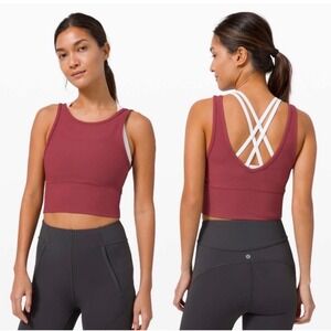 Lululemon power pivot Crop Tank Top Ribbed burgundy size large